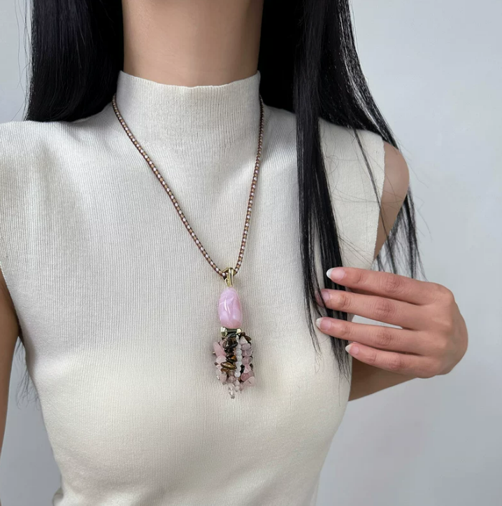 Rosalie Crystal Tassel Necklace