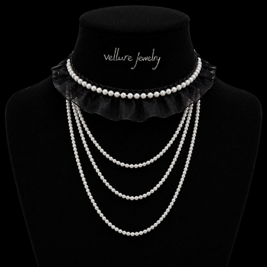 Velvet Pearl Layered Choker