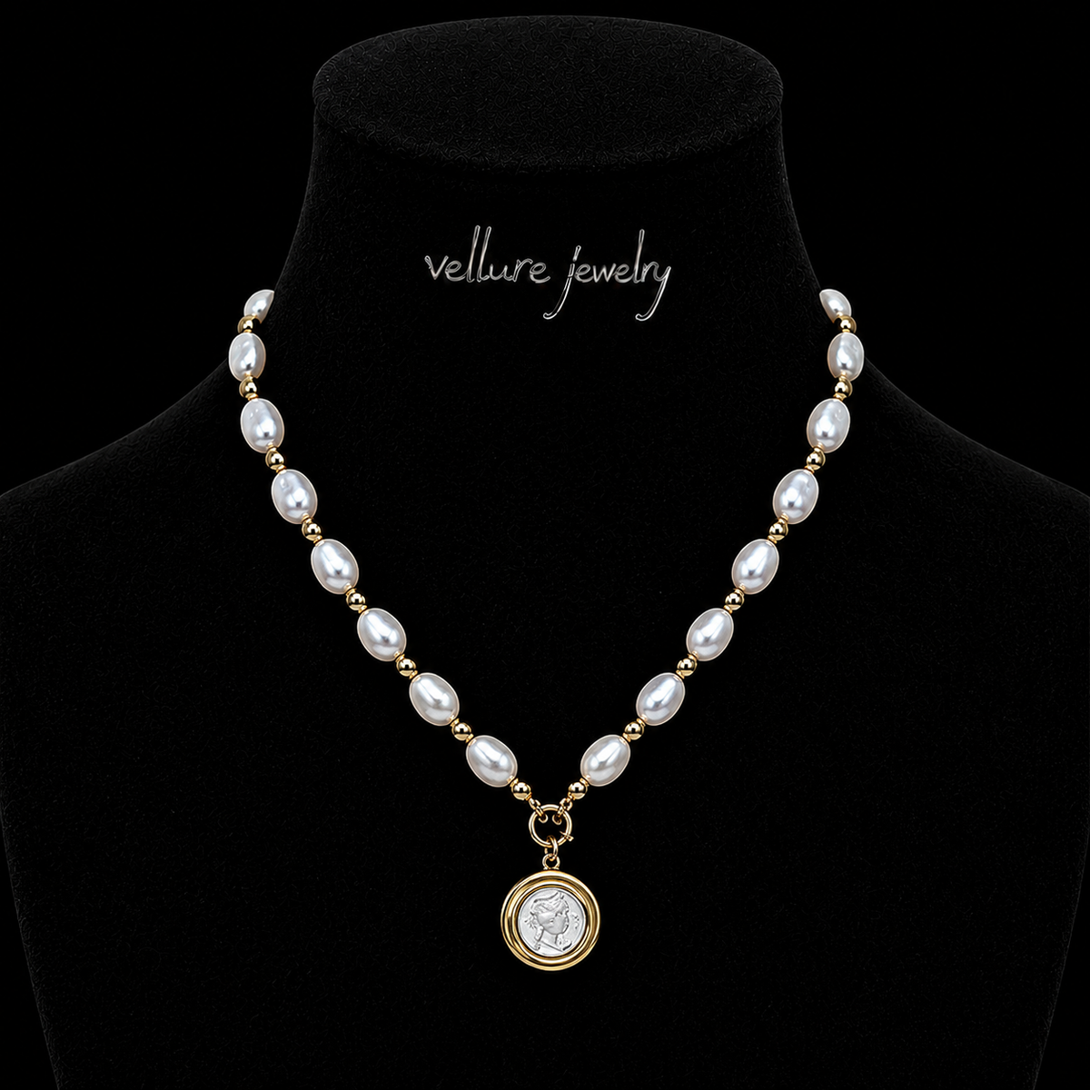 Antique Coin Pearl Necklace