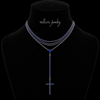 Blue Crystal Cross Necklace