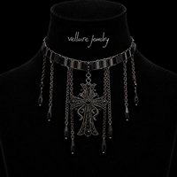 Noir Teardrop Cross Necklace