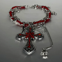 Crimson Cross Studded Choker