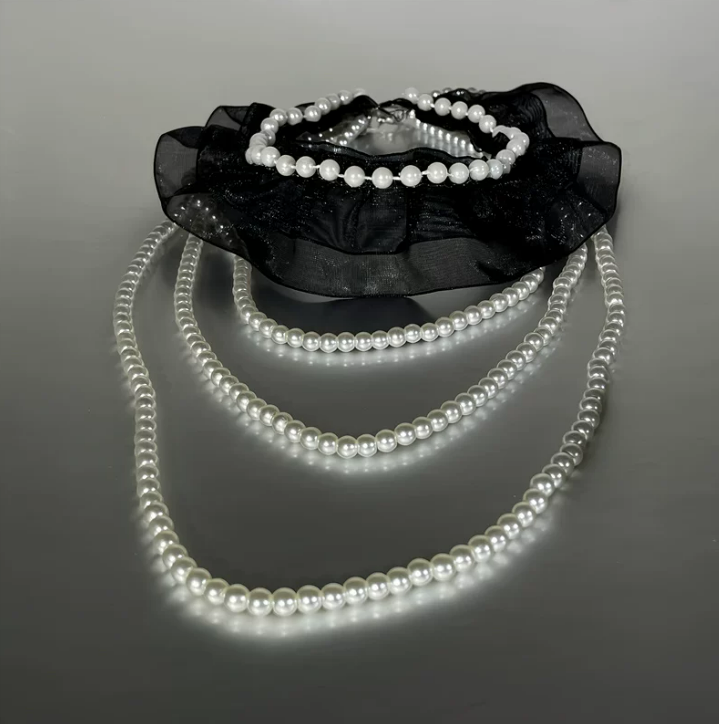 Velvet Pearl Layered Choker