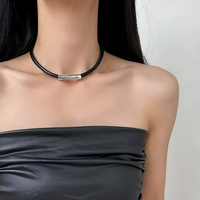 Aged Cross Leather Choker