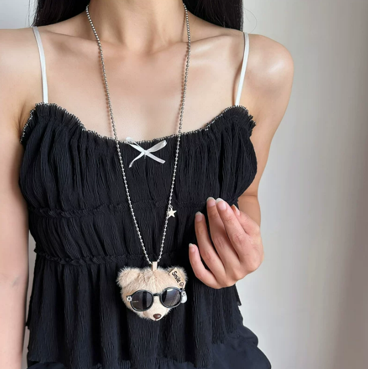 Teddy Charm Long Necklace