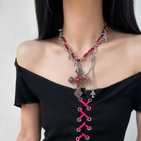 Crimson Cross Studded Choker