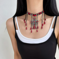Noir Teardrop Cross Necklace