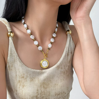 Antique Coin Pearl Necklace