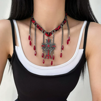 Noir Teardrop Cross Necklace