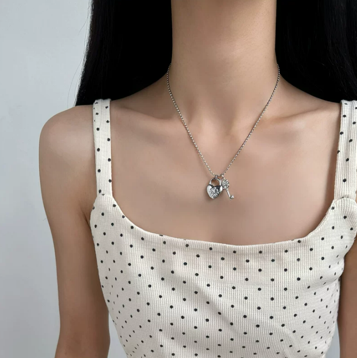 Vintage Key Heart Necklace